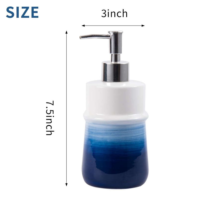Ceramic 12Oz Soap Dispenser for Kitchen, Refillable Hand Dispenser with