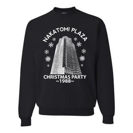 Wild Bobby Nakatomi Plaza Christmas Party 1988 Classic McClane Die Hard Ugly Christmas Sweater Unisex Crewneck Graphic Sweatshirt, Black, Large