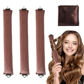 3 Stück Hitzefreie Lockenwickler hitzefreier Lockenwickler für natürliche Locken Overnight Blowout Locken Ohne Hitze für Lange Medoum und Kurze Haare(3 lange Lockenwickler + 1 Seidentuch)