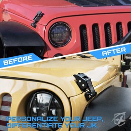 Xprite Aluminum Hood Latches with U.S. Flag, Adjustable Hood Latch Catches Kit Compatible with 2007-2018 Jeep Wrangler JK JKU & 2018-2025 Jeep Wrangler JL JLU & 2020+ Gladiator JT