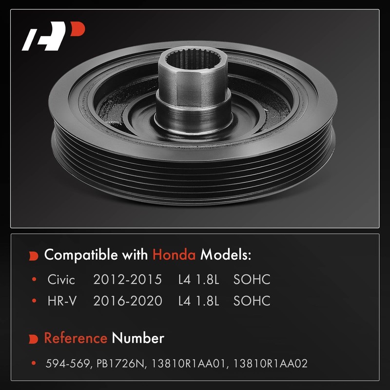 A-Premium Engine Harmonic Balancer Crankshaft Pulley Compatible with Honda Civic