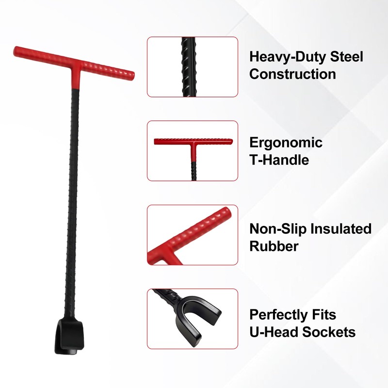TNITRIB 17 Inch Water Meter Key with 4-Way Utility Key