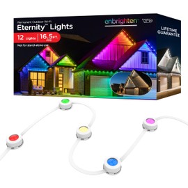Enbrighten Vibe Eternity Permanent Outdoor Lights Extension Only, 16.5ft with 12 RGBWIC LEDs, Not for Standalone Use, Enbrighten 50ft or 100ft Eternity Lights Needed, Extendable up to 200ft, 81104