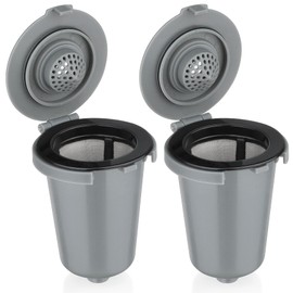 FOTRIC Newly upgraded Reusable Filter Cup for Cuisinart, Compatible with Cuisinart #SS-RFC HomeBarista Reusable Filter Cup, Light Gray (2 Pack)
