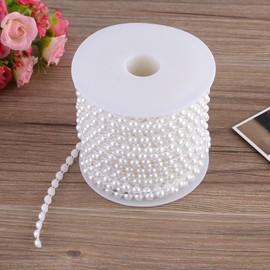 25 m Roll Double Cotton Line, Pearl Garland, Cotton Line, Pearl Garland, Pearl Trim, Imitation Semicircular Beads, Pearl Necklace, Garland for Wedding (Pure White)