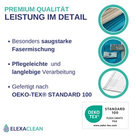 Elexaclean Microfibre Tea Towel Set - 68 x 42 cm - Oeko-Tex® Standard 100 - Modern Kitchen Tea Towels White