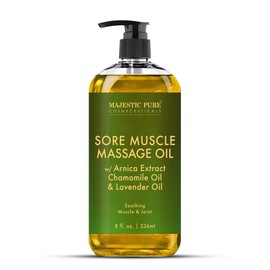 Majestic Pure MAJESTIC PURE Arnica Sore Muscle Massage Oil for Massage Therapy - Natural Oil with Lavender and Chamomile Essential Oils - Multipurpose Instant Absorption Full Body Massage Oil - 8 fl. oz.
