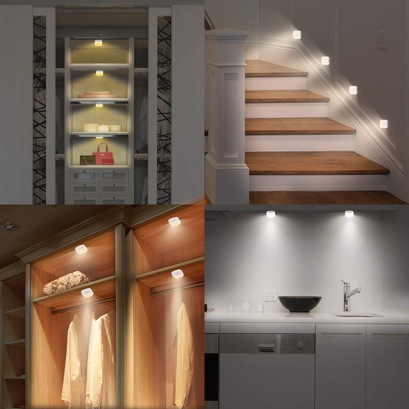 LUXSWAY Puck Lights Battery Operated, Dimmable Closet Lights, Push Lights,