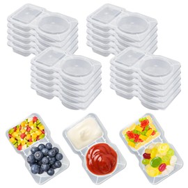 Yumatouch 20 Sets Snack Containers, Snack Pack Containers with Lid, Double Compartment Condiment Container, Plastic Container for Sauce Salad Snacks Travel Take-out Food