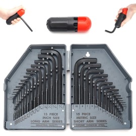 Unbranded Hex Key Allen Wrench Set, SAE Metric Hex Key Set (hex key wrench set + T-Handle)