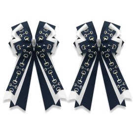 Anshome Equestrian Show Hair Bows 2 Pairs Handmade Horse Theme Bow Clips for Riders
