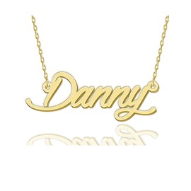 HUAN XUN Danny Necklaces Gold Name Necklace for Women Charm Initial Jewelry for Mom Mama Birthday Anniversary