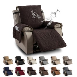 100% Waterproof Recliner Chair Cover, Recliner Chair Covers for Reclining Chair, Non-Slip Fabric Recliner Couch Cover for Living Room, for Pets Kids Protector, Washable (Chocolate, 28"Recliner Chair)