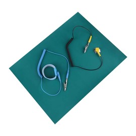 Anti Static Mat Electrostatic Discharge Anti-Static Wrist Strap + Grounding Wire + Mat Set for Computer, PC Building, Eelectronics