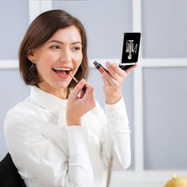 Espejo de bolsillo dcdcee, pequeño espejo de viaje con aumento, espejo cosmético portátil de doble cara para uso diario (cráneo)