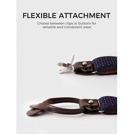 Kohentact Suspenders for Men with Clip & 6 Buttons 1.4in Y-Shape Stainless Steel