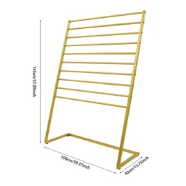 YIYIBYUS Scarf Display Stand, 10 Tier Scarf Holder Organizer, Freestanding Scarf Rack for Commercial Clothing Retail Store, Belt Shawl Hijab Organizer,Towel Rack Ties Belt Pants Hanging Rack (Gold)