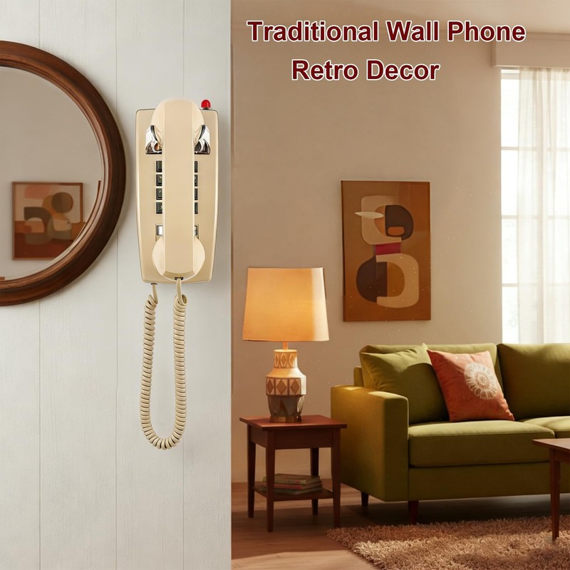 Traditional Wall Phone Metal Bell,Classic 2554 Wall Telephone (Hearing Aid