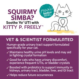 Meowbiotics Kitty P. Freely Cat Urinary Supplement, Cranberry for UTI & Kidney Support Powder Probiotics for Cats, Made in USA (30 Days)