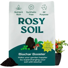 Rosy Soil Biochar Booster - Biochar Soil Amendment for Flowers and Vegetable Gardens - Horticultural Charcoal for Outdoor and Indoor Plants - Biochar Supplement for Potting Soil & Potting Mixes - 8qt