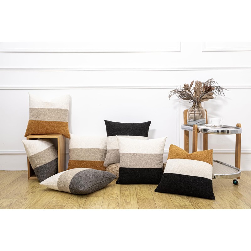 Decorative Textured Boucle Pillow Covers 20 x 20 Inch Neutral