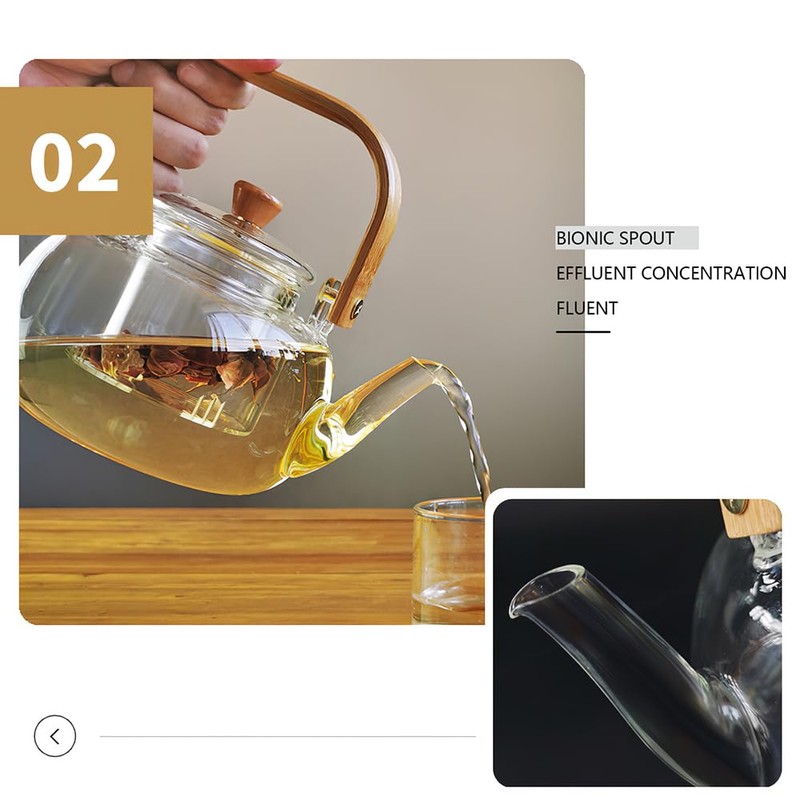 CUNHUY Glass Tea Pot Teapot for Stovetop Safe, Clear Teapot,