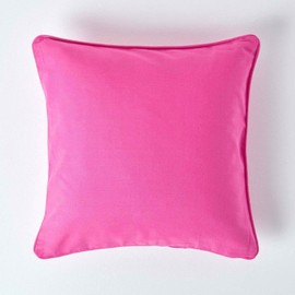 Homescapes - 100% Cotton Plain Cerise Filled Cushion - 30 x 30 cm Square - 12 x 12 Inches - Hot Pink - 100% Cotton Cover Well Filled Pad - Washable