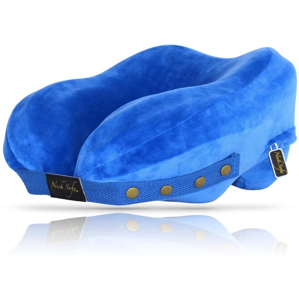 Cervical Neck Pillow for Neck Pain Relief - Neck Stress Relief Pillow - for Headaches - Stiff Neck and Shoulder Pain - Sleep Upright - Dark Blue