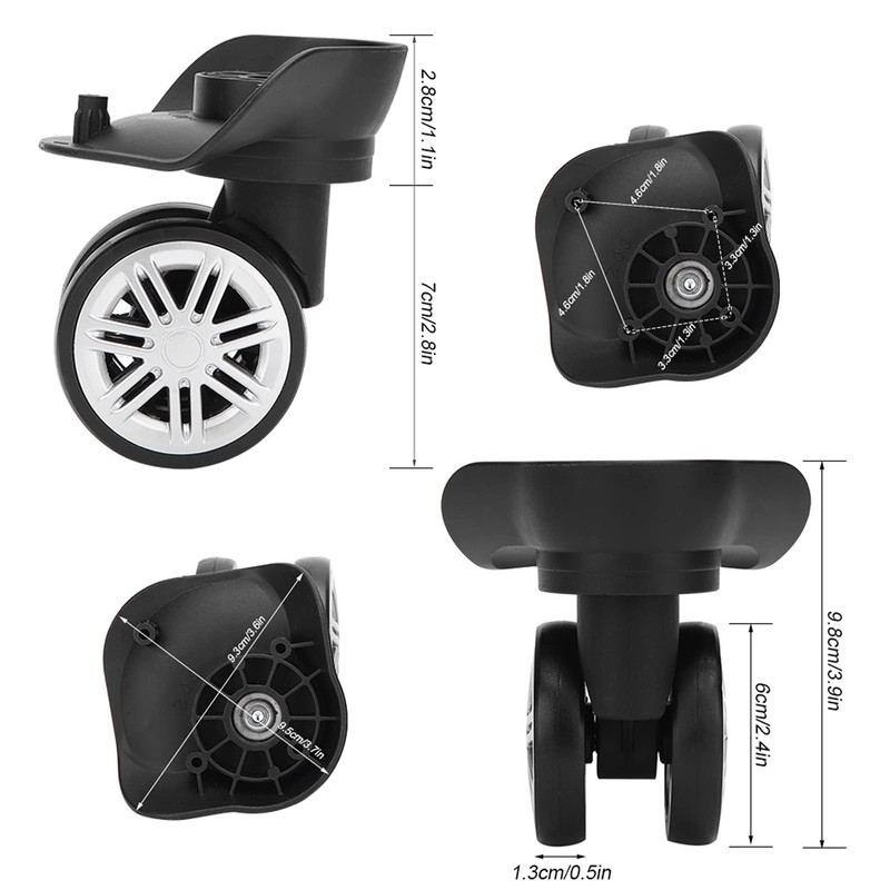 Luggage Wheels, 1Pair Swivel Suitcase Caster Wheels Outdoor Mute Double