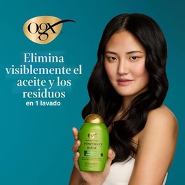OGX - Champú fortalecedor aclarante + romero y menta, champú aclarante para cabello graso que ayuda visiblemente a eliminar el aceite y los residuos p