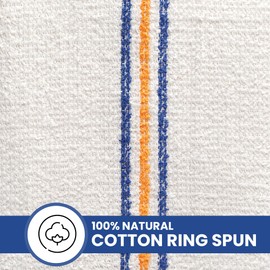 Linteum Textile Supply White Kitchen Bar Mop Terry Towels Triple Striped Reusable Cleaning Cloth 16x19 Inch Dishcloths for Washing Dishes Absorbent Dish Cloths 100% Cotton Bar Towel Shop Rags 24 Pack