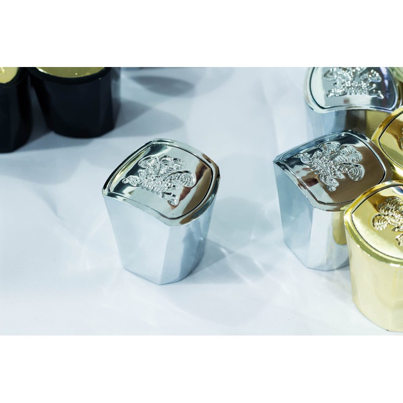 Silver Mountain Water Perfume Bottle Cap. Silver Round Plastic Cap.