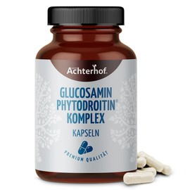 Glucosamin Phytodroitin® Komplex Kapseln (120 Kapseln) | mit Glucosamin, Phytodroitin®, Hyaluronsäure, MSM und Hagebutte | 60 mg natürliches Vitamin C pro Tagesdosis | vegan | Achterhof