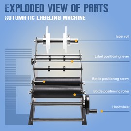 Hanchen Manual Round Bottle Labeling Machine Adjustable Labeler Label Applicator Machine 15-20pcs/min MT-30 for Width 25-120mm Length Min. 25mm Label