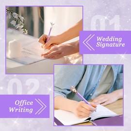 amassan 9Pcs Crystal Diamond Ballpoint Pens Set - Purple Glitter Metal Pens for Women, Elegant Wedding & Birthday Gifts, Journaling Supplies with Black Ink for School Office Desk