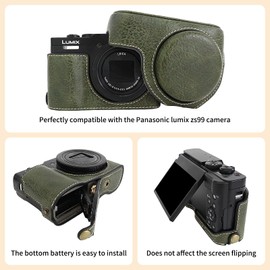 VOVMOEYA Camera Case for Panasonic Lumix DC-TZ99 with Adjustable Shoulder Strap, PU Leather Case for Lumix TZ99, Removable Cover, Stylish Protective Lightweight