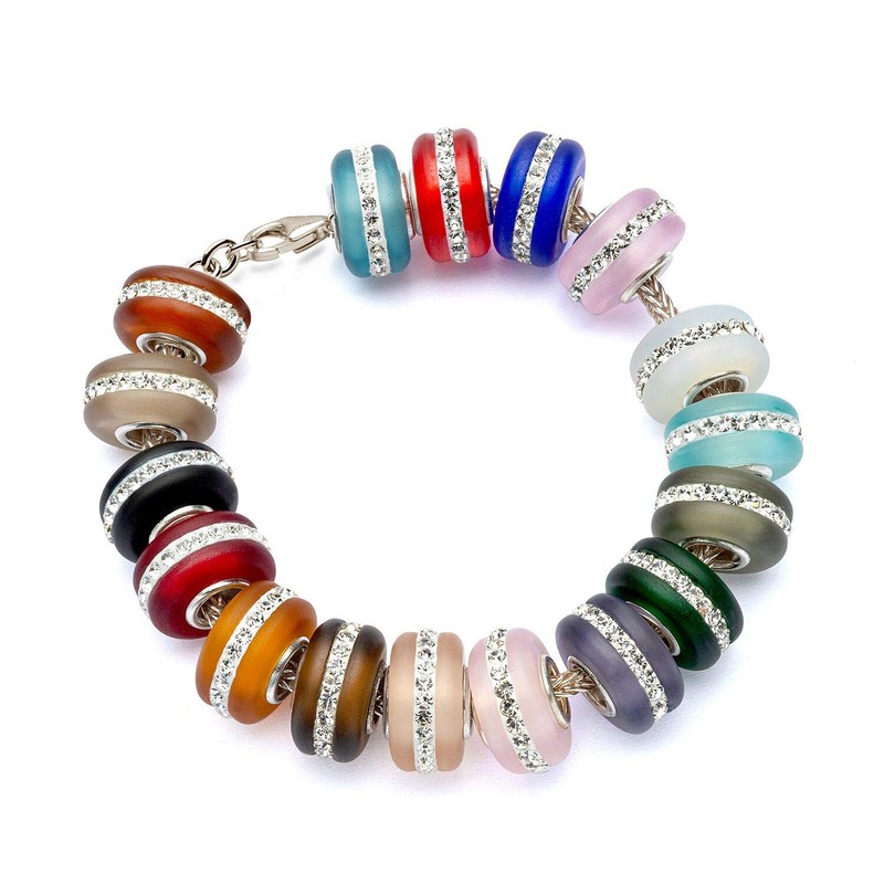 Materia Beads Perlen Glas lila - 925 Silber Glasperlen Großlochperle