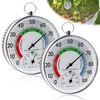 Pack of 2 Analogue Thermometer Hygrometer - 10 cm Precision Thermo-Hygrometer with Hanging Eyelet, Temperature and Humidity Meter Suitable for Indoor Use Household and Baby Room Coloured