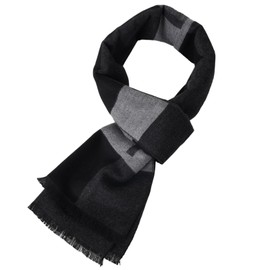 Dxhycc Mens Scarf Black and Gray Striped Scarf Winter Cashmere Feel Soft Warm Scarves for Men