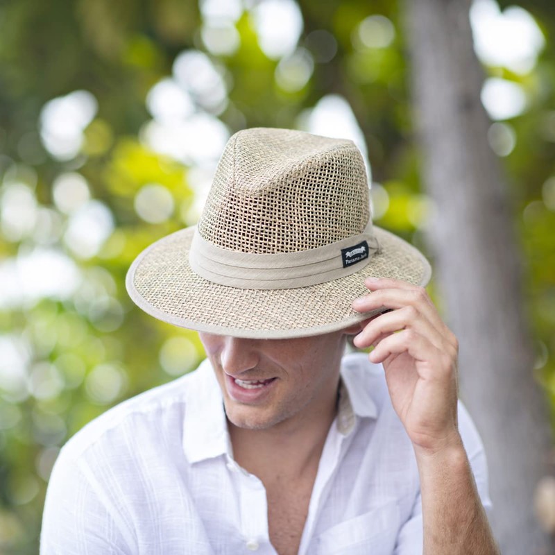 Panama Jack Men's Matte Seagrass Safari Hat (Large) Natural