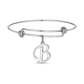 B Initial Letter Connector Charms Alphabet Pendant Silver Diy Craft for Jewelry Making Necklaces Bracelets Keychain Stainless Steel