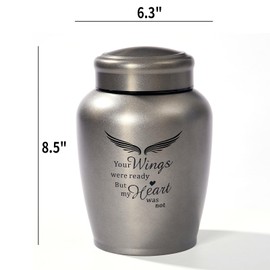 LINES ARTE Urnas para cenizas adultas machos/hembra, hechas a mano grandes urnas para cenizas humanas de hasta 200 libras con alas de ángel, urnas decorativas únicas de cremación blancas para cenizas adultas