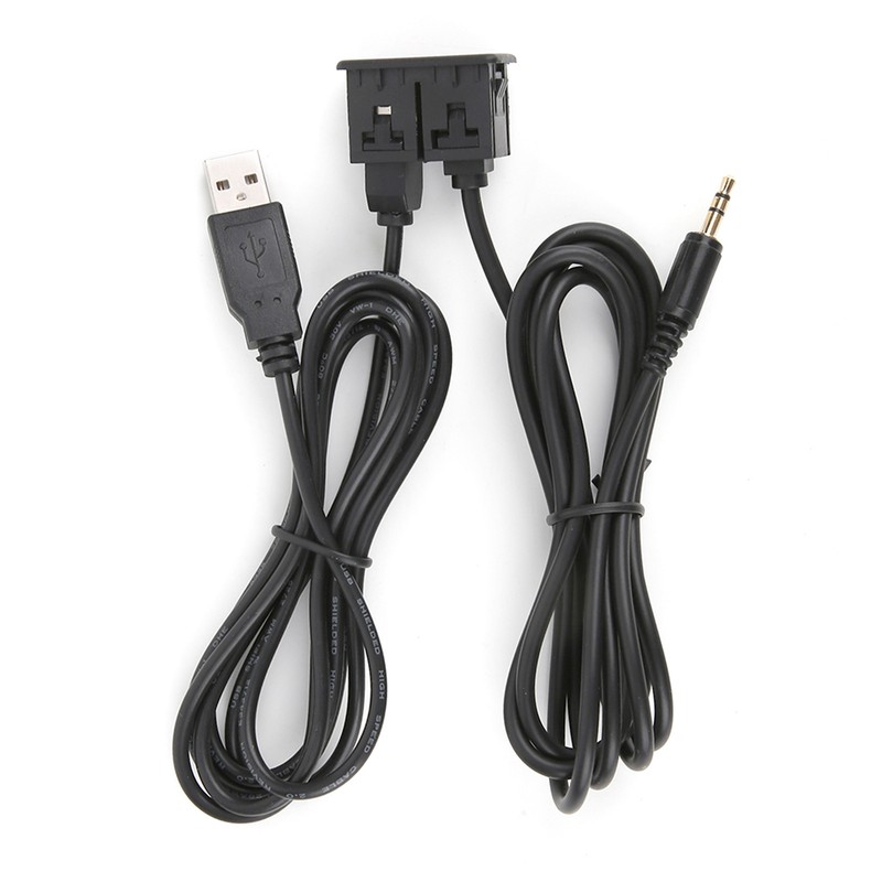 3.5mm AUX Extension Cable Adapter Flush Mount USB Port Headphone