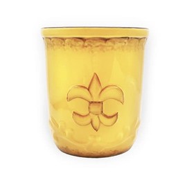 ACK Utensil Holder, Utensil Crock, Modern Kitchen Decor, Kitchen Storage (Fleur De Lis Yellow)
