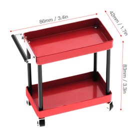 SALALIS Tool Trolley Set, Mini 2 Tier Tool Storage Cart Mobile Workshop Garage Repair RC Accessories Mobile Workshop Garage Repair with Wheels (Red)