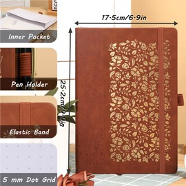 TIEFOSSI B5 Bullet Dot Journals for Women and Men, 160gsm Thick Paper, 150 Numbered Pages, 5 x 5mm Dot Grid, Dotted Bullet Notebooks for Organizing Planners