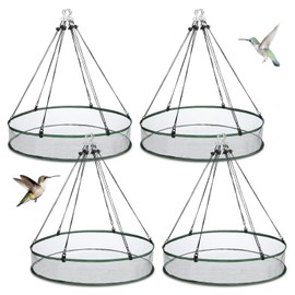 FoldTier Universal Wild Bird Seed Catcher Hanging Hoop Platform Bird Seed Catcher Tray for Hummingbird Feeders Bee Feeder Outdoor Garden Accessories (4 Pieces,24 Inch)