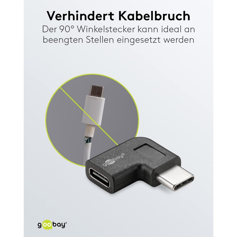 Goobay 45402 USB-C to USB-C Adapter, Right-Angled, 90°, Black