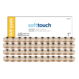 softtouch 1" Round Nail On Heavy Duty Felt Furniture Pads for Wood Furniture, Protect Hard Floor Surfaces from Scratches, Beige (48 Pack)