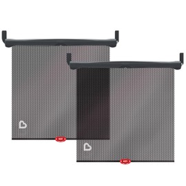 Munchkin Brica Sun Safety Car Window Shade with Heat Alert, Helps Block UVA/UVB Rays, 2 Pack, Black